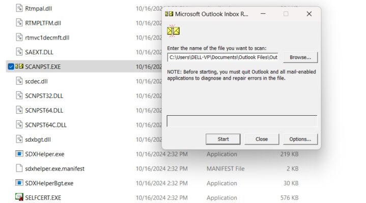 Sửa Tệp Dữ Liệu Outlook (.pst hoặc .ost)