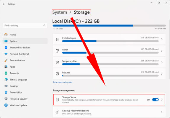 Hướng Dẫn Khắc Phục Ổ C Của Windows Bị Đầy 7 Sử Dụng Công Cụ Storage Sense