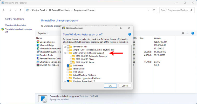Bật Giao Thức SMB Trên Windows