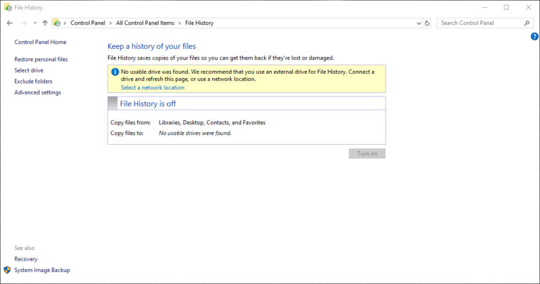 Hướng Dẫn Sao Lưu Và Phục Hồi Data Bằng File History Trên Windows 2 File History