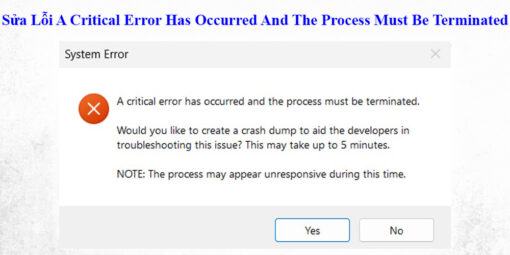 Sửa Lỗi A Critical Error Has Occurred And The Process Must Be Terminated