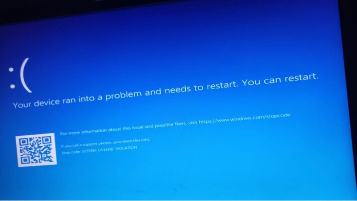 Sửa Lỗi Màn Hình Xanh Stop Code SYSTEM LICENSE VIOLATION 2 SYSTEM LICENSE VIOLATION