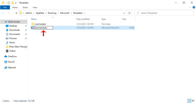 Hướng Dẫn Sửa Lỗi Word Has Encountered A Problem 8 Tạo Mới File Normal.dotm