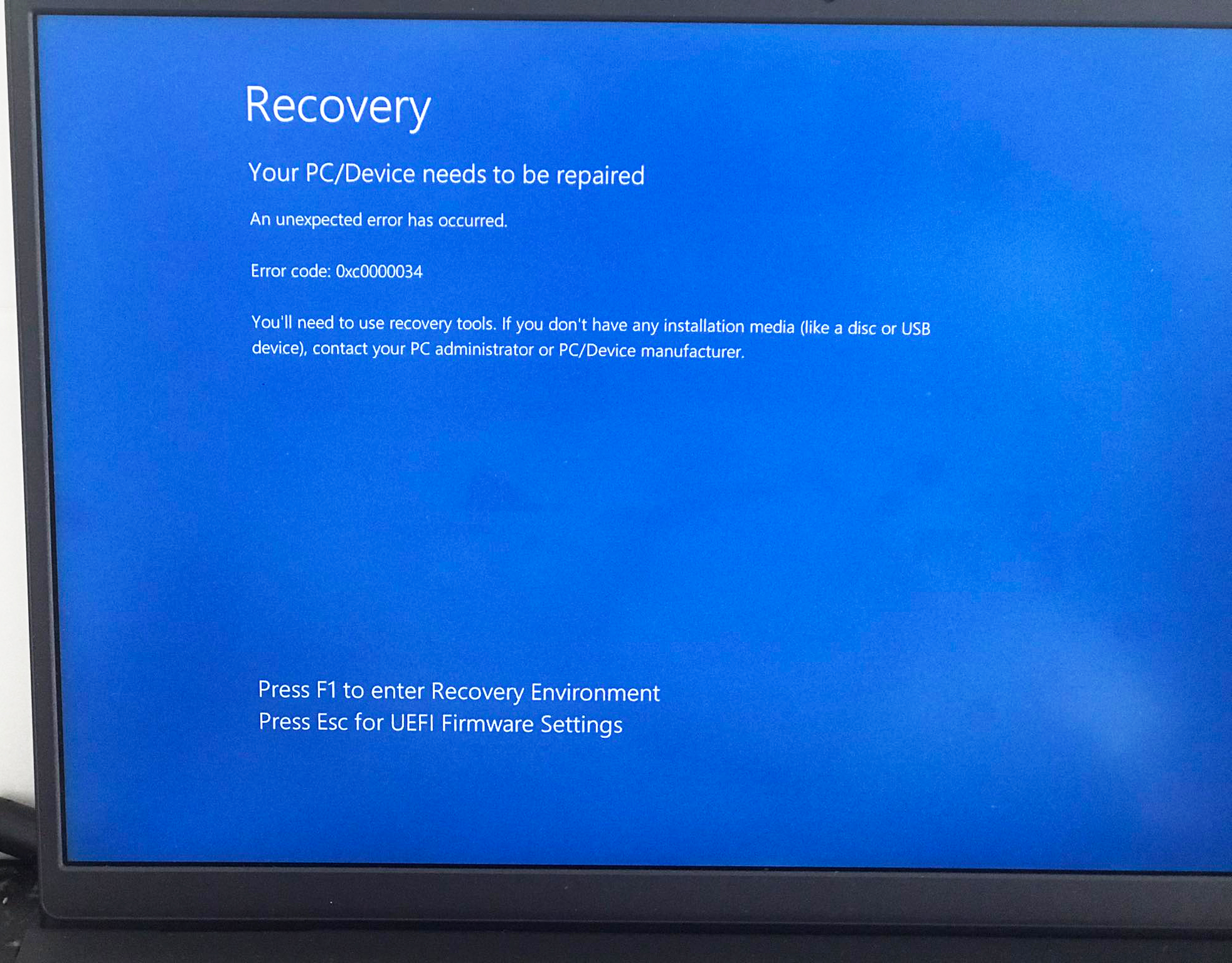 Sửa Lỗi Error Code 0xc0000034 Khi Mở Máy Tính