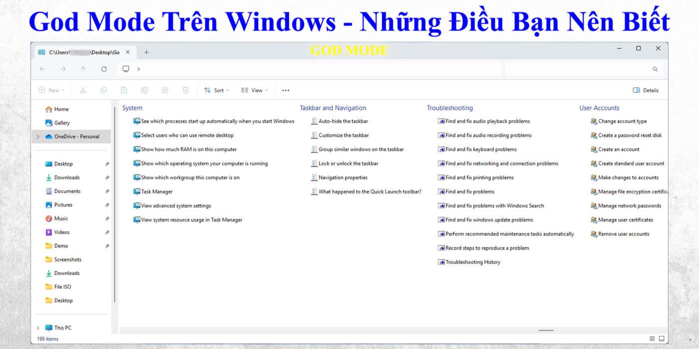 God Mode Trên Windows - Những Điều Bạn Nên Biết