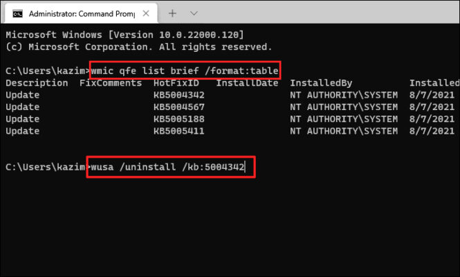 Cách Gỡ Bỏ Bản Update Windows - Roll Back Windows Update 5 Sử dụng Command Prompt hoặc PowerShell