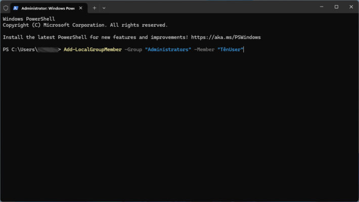 Cách Cấp Quyền Administrator Cho User Trên Windows 5 Cấp Quyền Bằng PowerShell (Terminal)