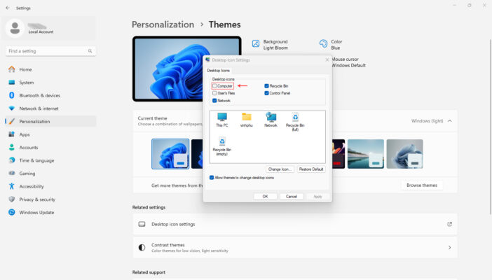 Sửa Lỗi Mất Icon This PC Trên Windows (7, 8, 10, 11) 2 Hiển Thị Lại This PC Trong Desktop Icon Settings
