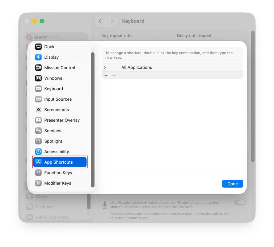Cách Tạo Phím Tắt Tùy Chỉnh Trên MacBook 4 Tạo Phím Tắt Mới Cho Ứng Dụng