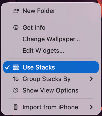 Sử Dụng Tính Năng Stacks Trên macOS Để Dọn Dẹp Desktop 2 Bật Stacks Qua Menu Chuột Phải