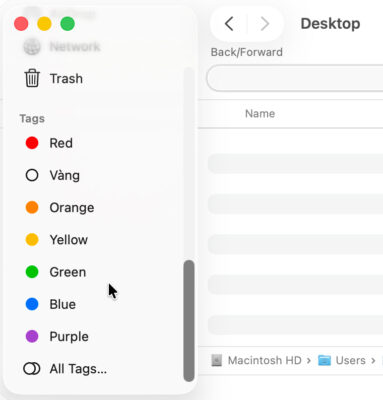 Sử Dụng Thẻ Màu (Tags) Để Phân Loại File