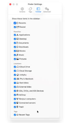 Tối Ưu Finder Sidebar Để Truy Cập Nhanh