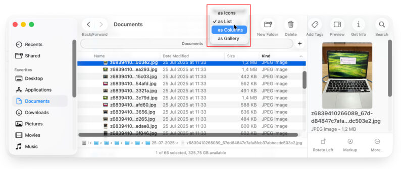 Tùy Chỉnh Cách Hiển Thị File