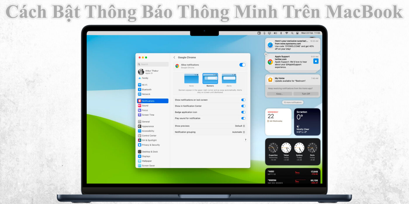 Cách Bật Thông Báo Thông Minh Trên MacBook