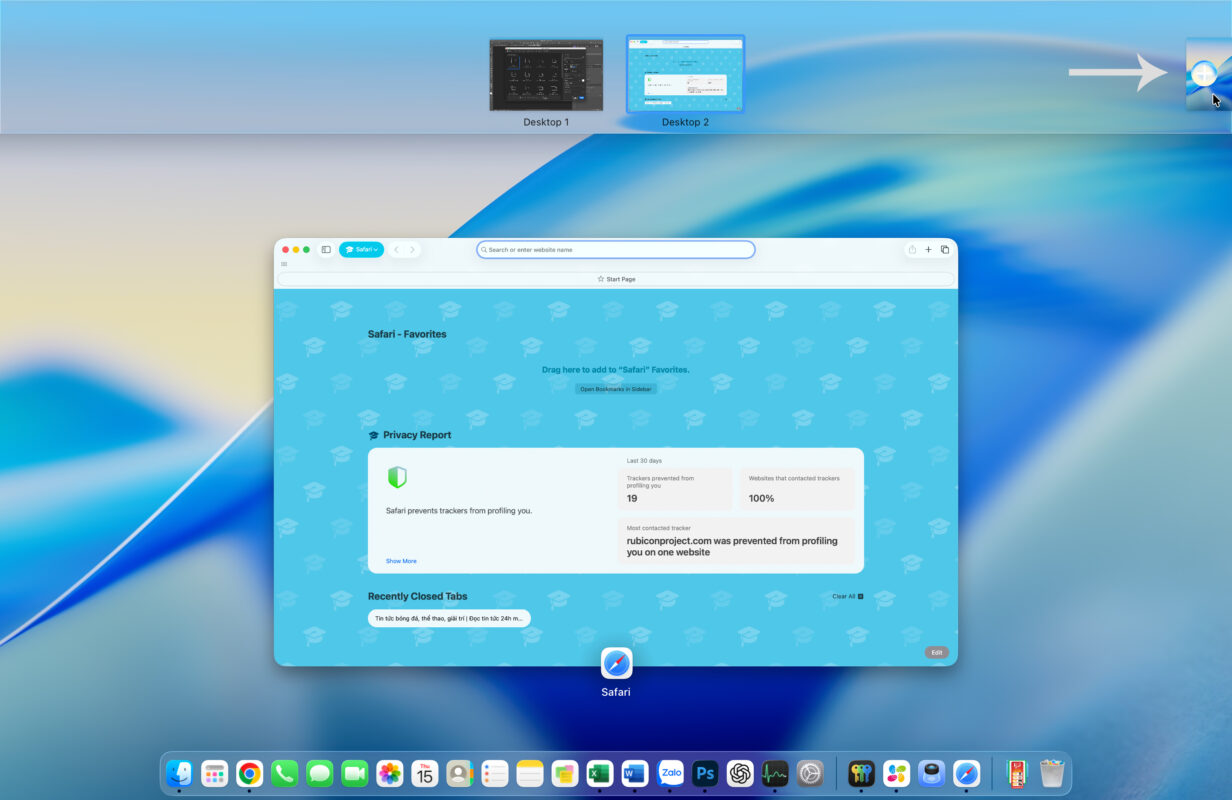 Tận Dụng Tính Năng Spaces Để Tạo Nhiều Màn Hình Làm Việc