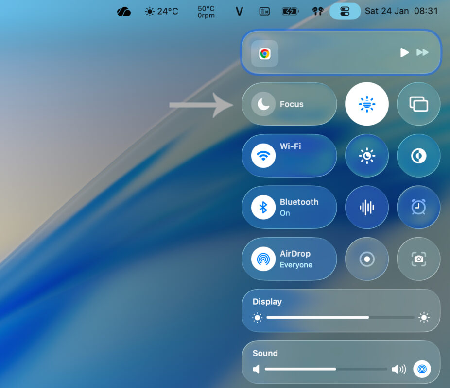 Cách Bật Chế Độ “Không Làm Phiền” Qua Control Center