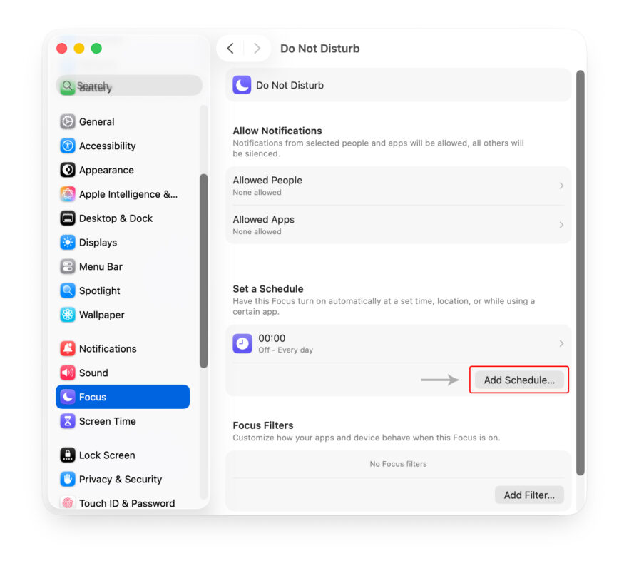 Cách Bật “Không Làm Phiền” Tự Động Theo Thời Gian