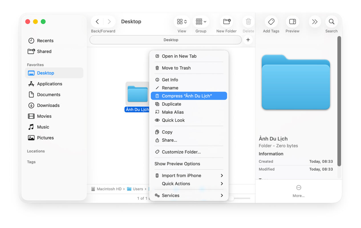 Cách Nén File Hoặc Thư Mục Bằng Công Cụ Mặc Định Của macOS