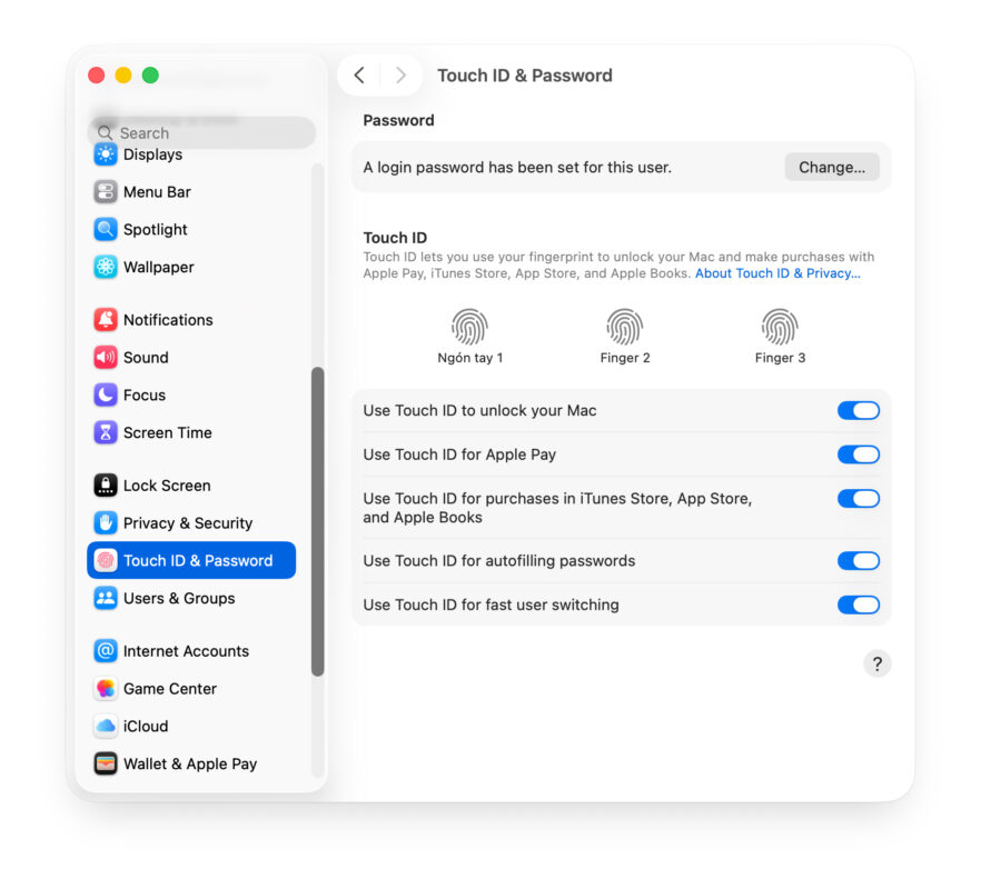 Sử Dụng Mật Khẩu Và Touch ID Để Kiểm Soát Truy Cập