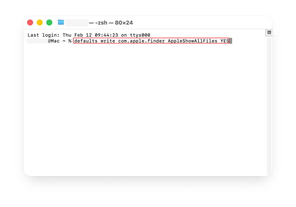 Bật Hiển Thị File Ẩn Bằng Terminal