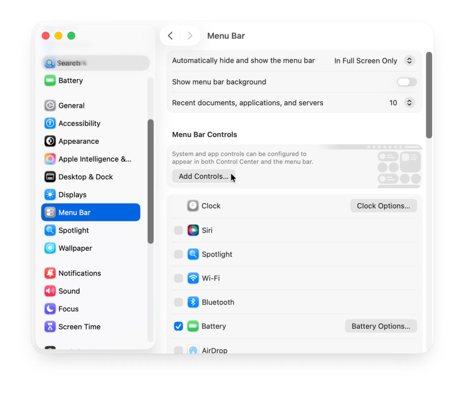 Cách Ẩn Hoặc Hiện Biểu Tượng Trên Menu Bar