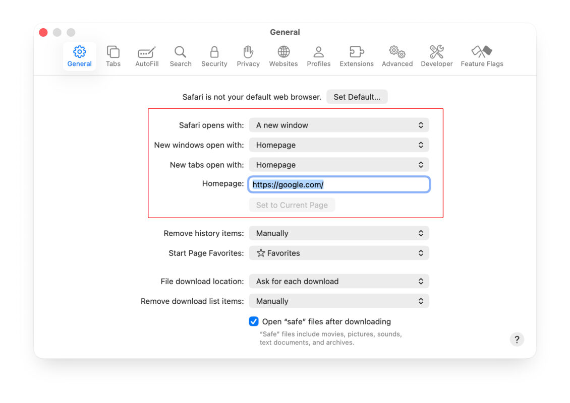 Cách Đặt Trang Chủ Mặc Định Trên Safari