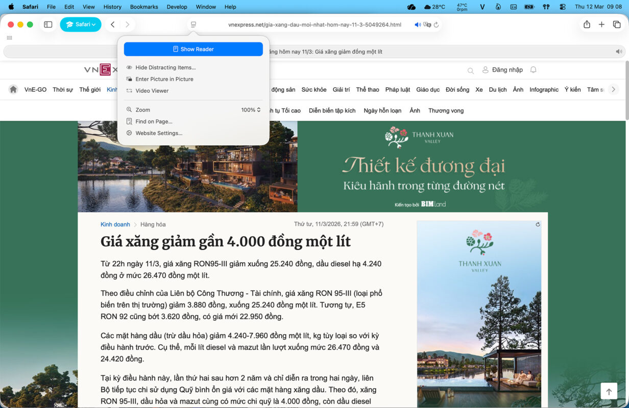 Cách Kích Hoạt Chế Độ Reader View Trên macOS