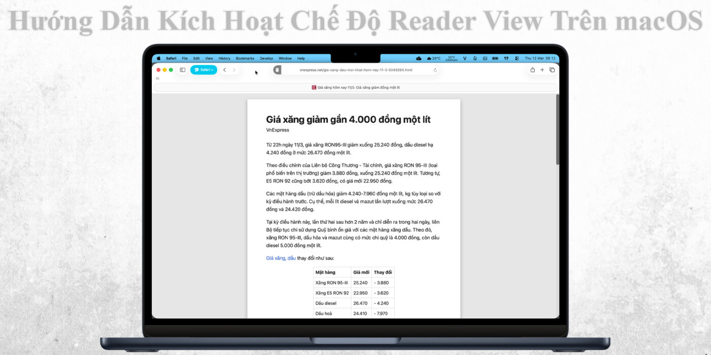 Hướng Dẫn Kích Hoạt Chế Độ Reader View Trên macOS