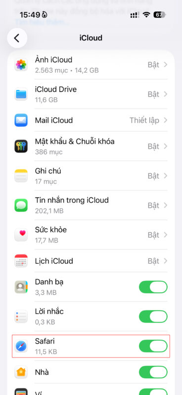 Cách Bật Đồng Bộ Dấu Trang Safari Trên iPhone