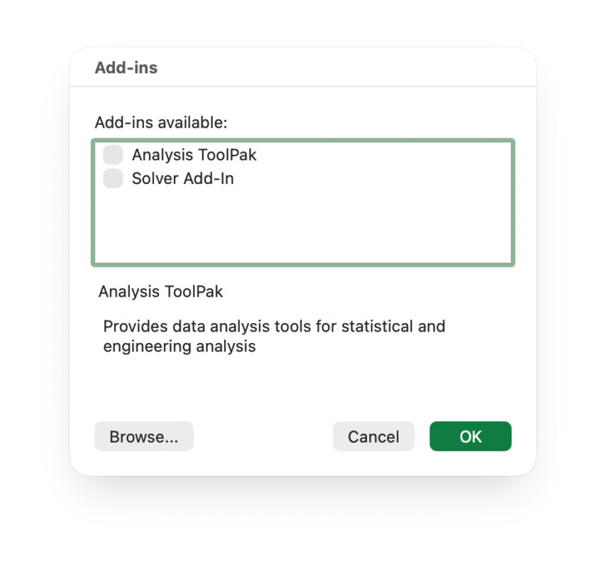 Sửa Lỗi Excel Bị Đứng Khi Dùng Tính Năng Tìm Kiếm Trên Mac 2 Xóa Add-ins… Cũ (macOS)