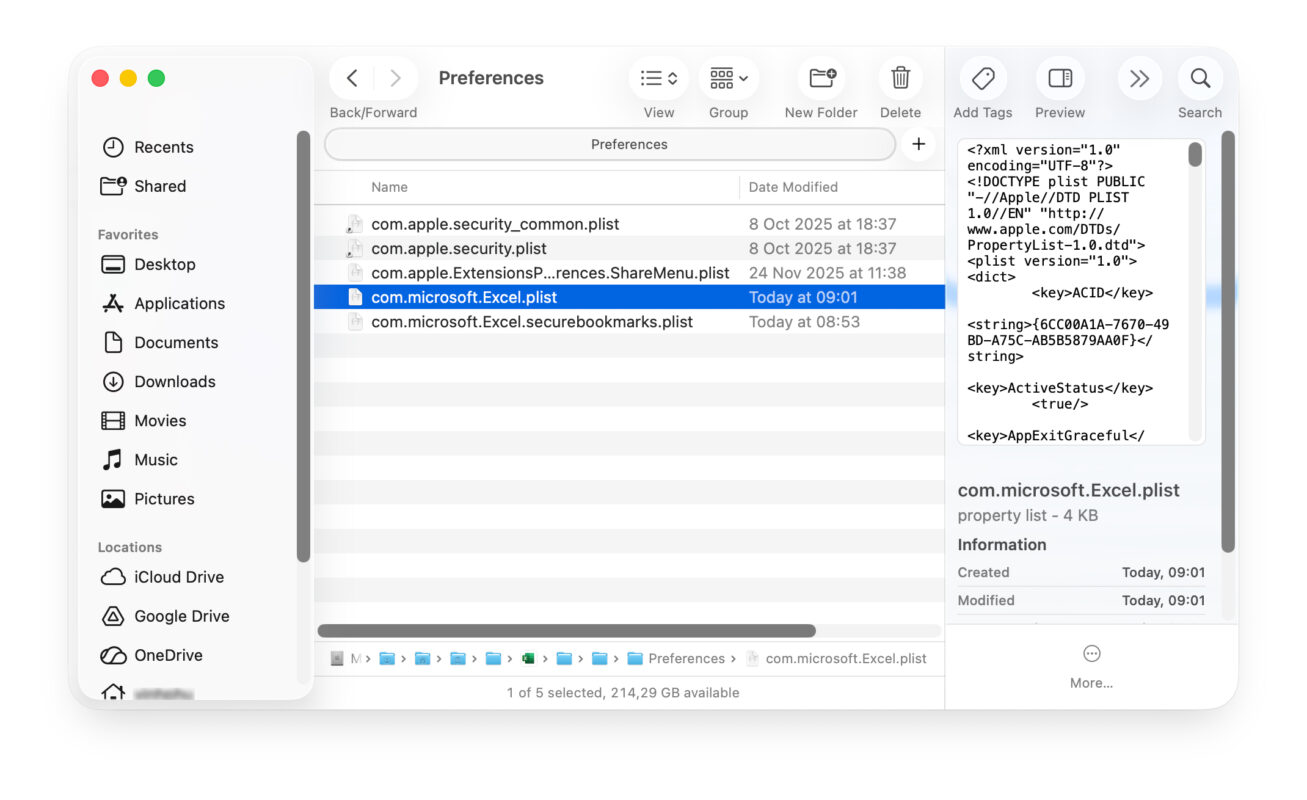 Sửa Lỗi Excel Bị Đứng Khi Dùng Tính Năng Tìm Kiếm Trên Mac 3 Xóa Tệp Preferences (Cấu Hình) Của Excel
