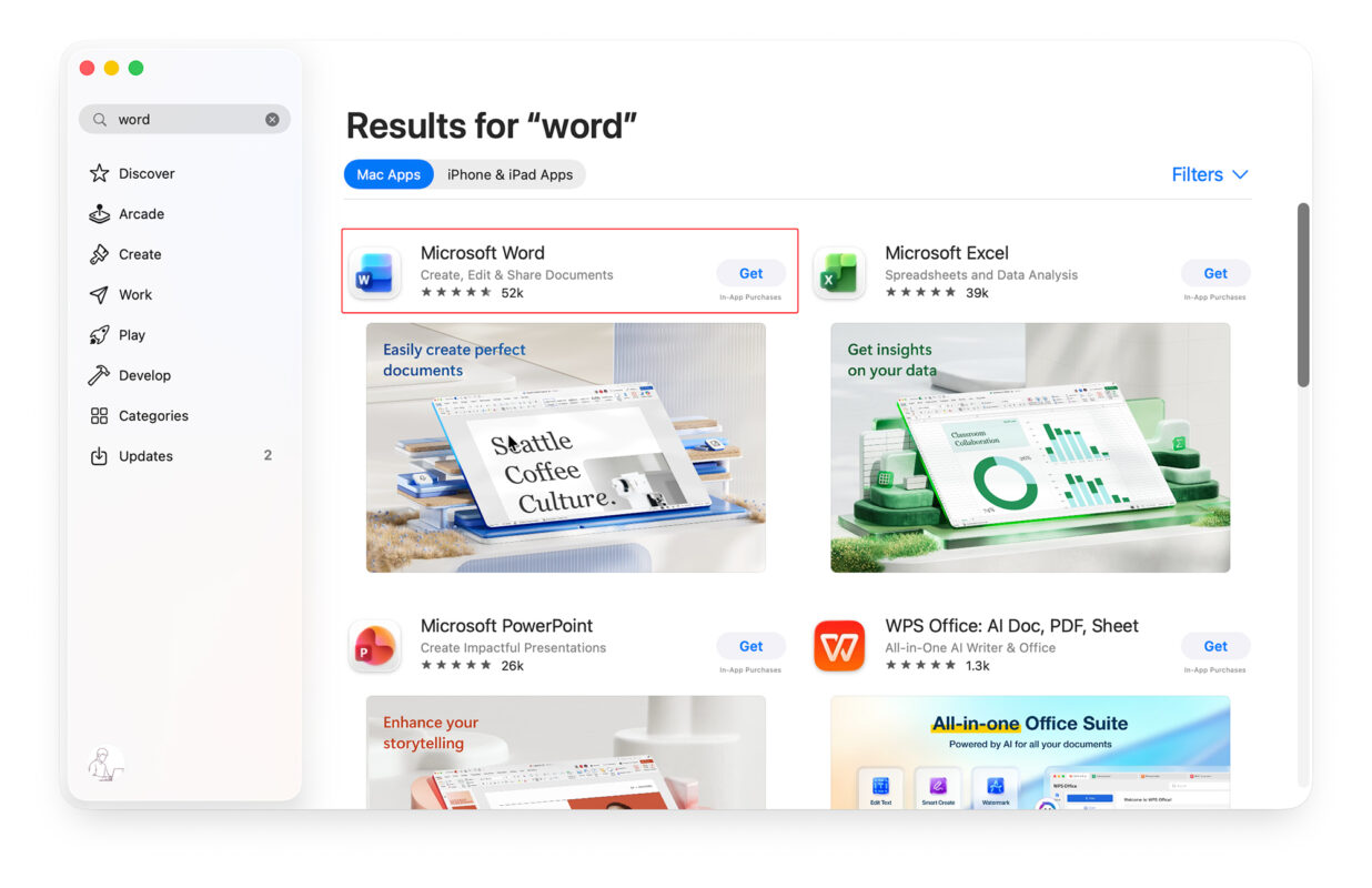 Cài Microsoft Word Dùng Thử Qua Mac App Store