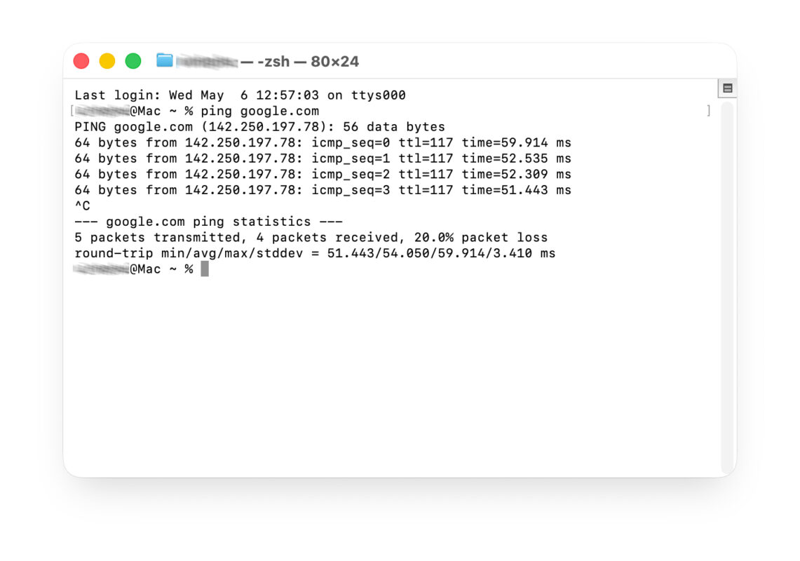 Hướng Dẫn Kiểm Tra Tốc Độ Mạng Bằng Terminal Trên MacOS 2 Kiểm Tra Độ Trễ Mạng Với Lệnh Ping
