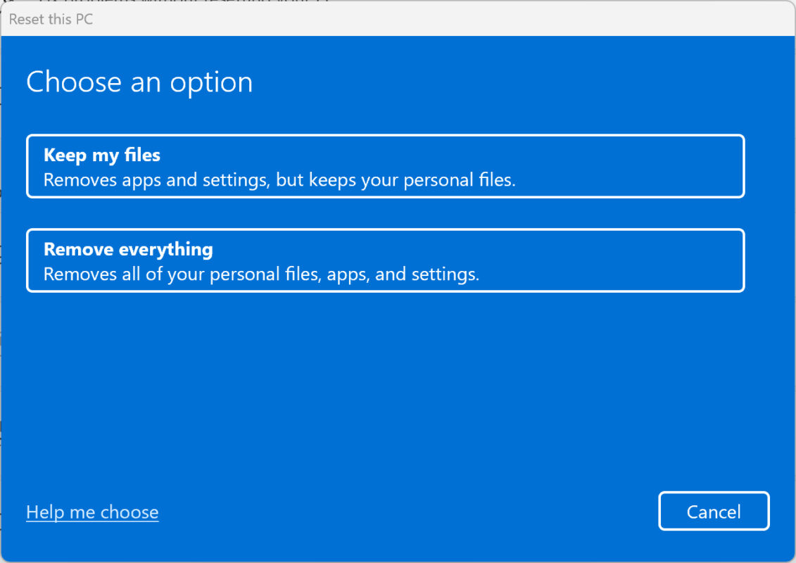 Các Tùy Chọn Reset This PC Trên Windows