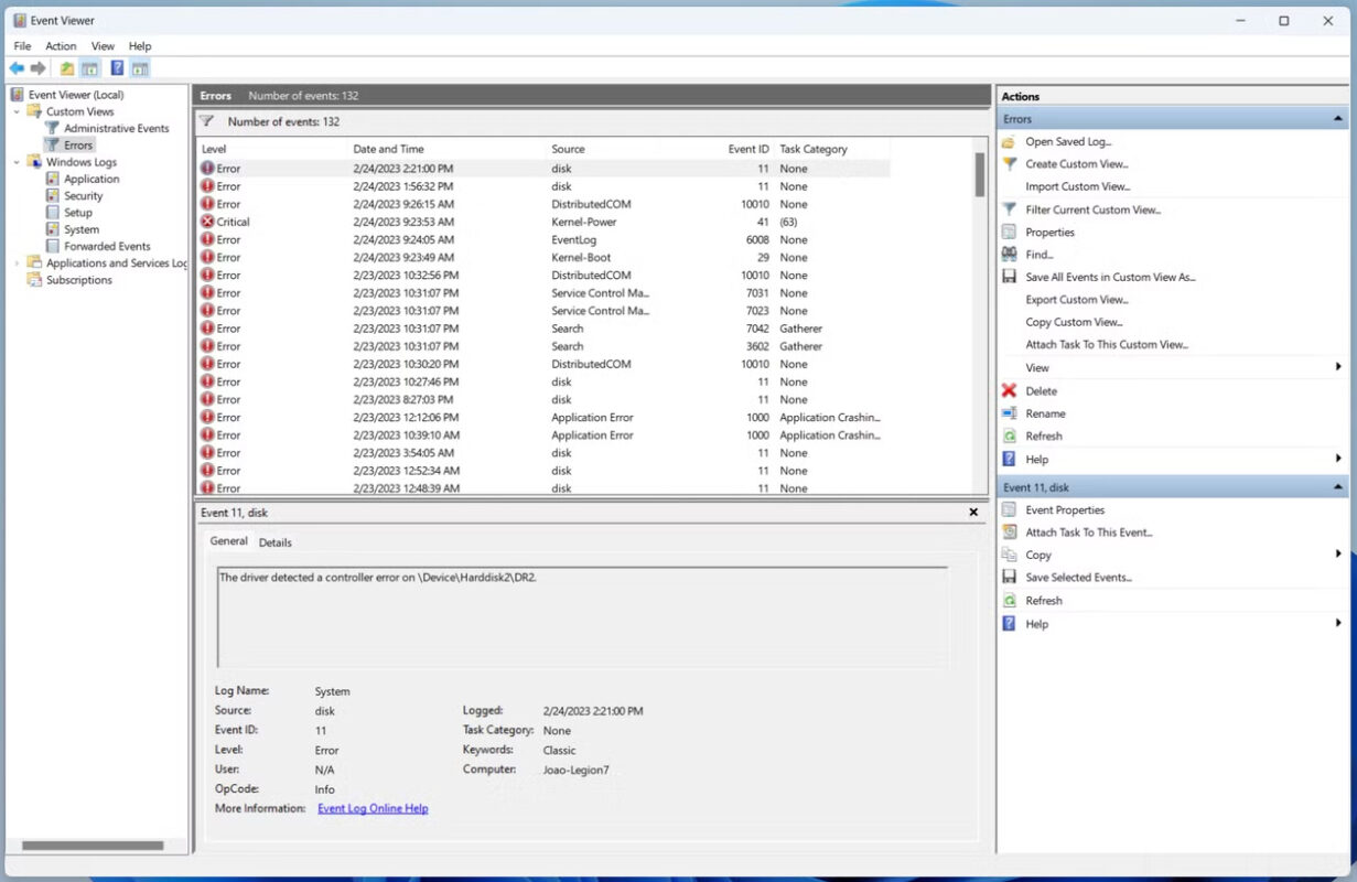 Cách Xác Định Lỗi Máy Tính Bằng Event Viewer Trên Windows 2 Cấu Trúc Của Event Viewer Trên Windows