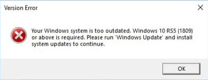 Sửa Lỗi Your Windows System Is Too Outdated 2 Your Windows System Is Too Outdated