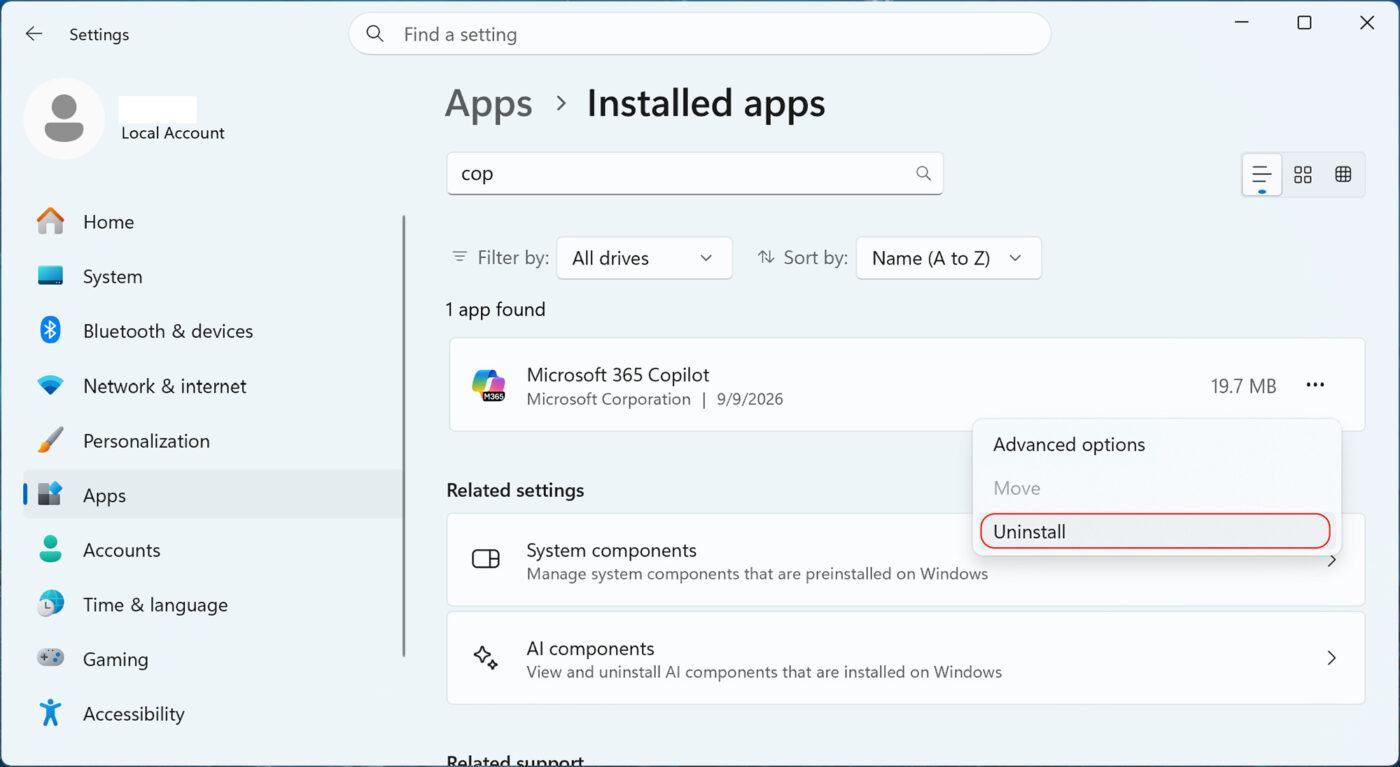 Cách Tắt Hoàn Toàn Copilot Trên Windows 11 2 Gỡ Ứng Dụng Copilot Khỏi Windows 11