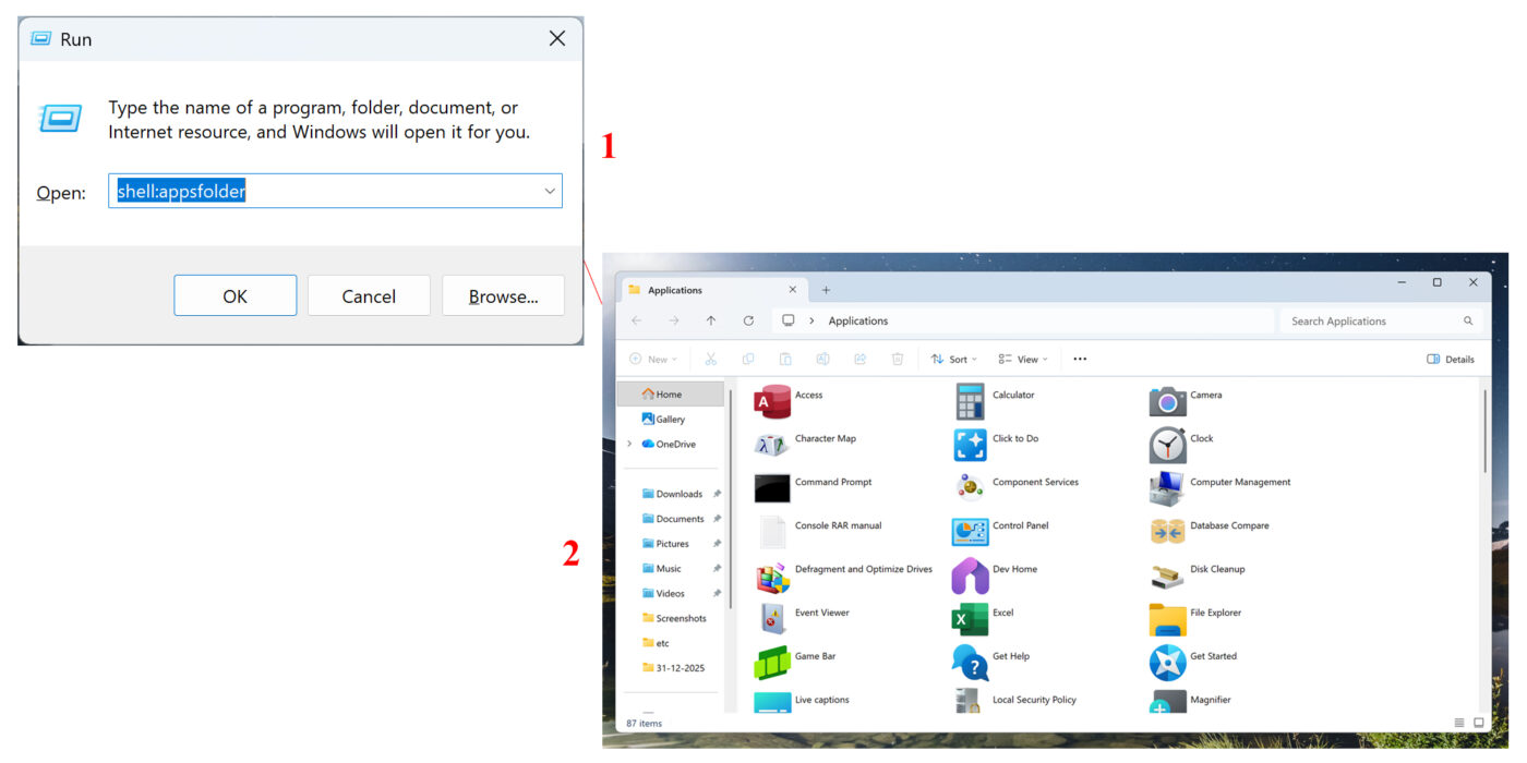 Cách Gỡ Bỏ Phần Mềm Không Tìm Thấy Trong Programs and Features Bằng RUN > shell:appsfolder