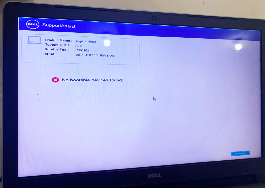 No Bootable Devices Found